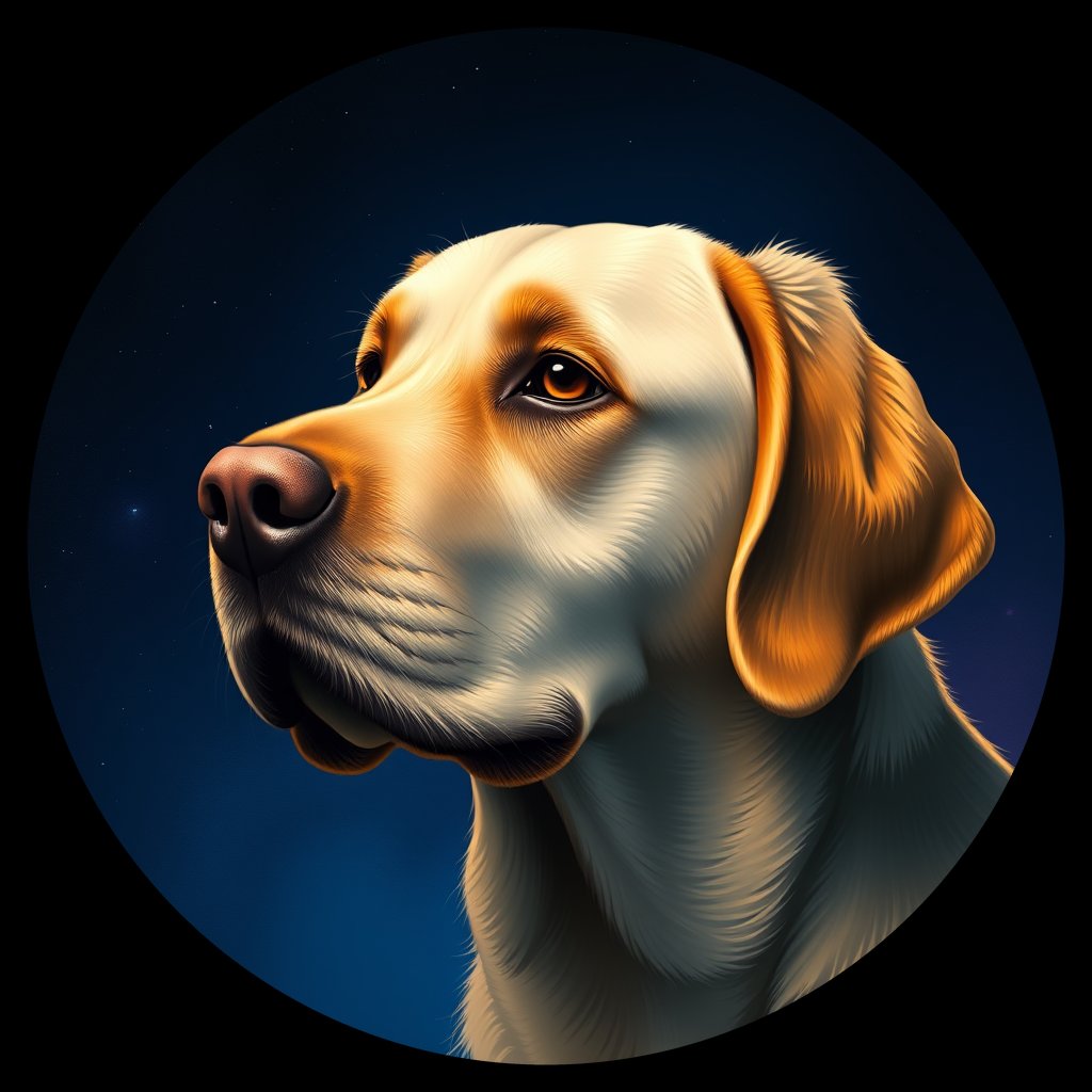 Cosmic medallion portrait of 3762_3762, a Labrador Retriever