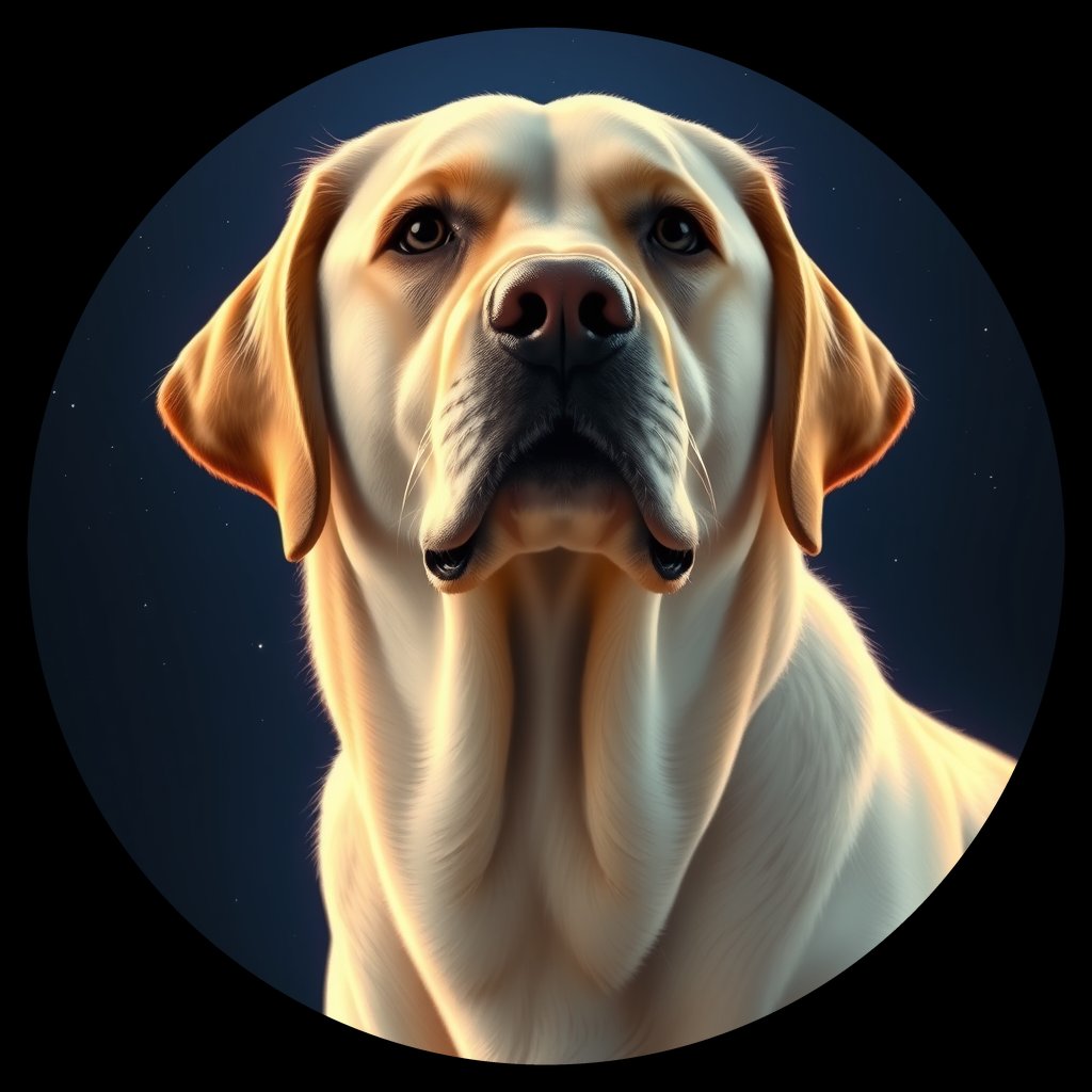 Cosmic medallion portrait of 3763_3763, a Labrador Retriever