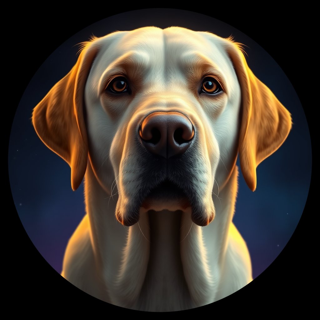 Cosmic medallion portrait of 3764_3764, a Labrador Retriever