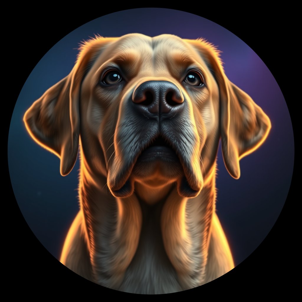 Cosmic medallion portrait of 3765_3765, a Labrador Retriever