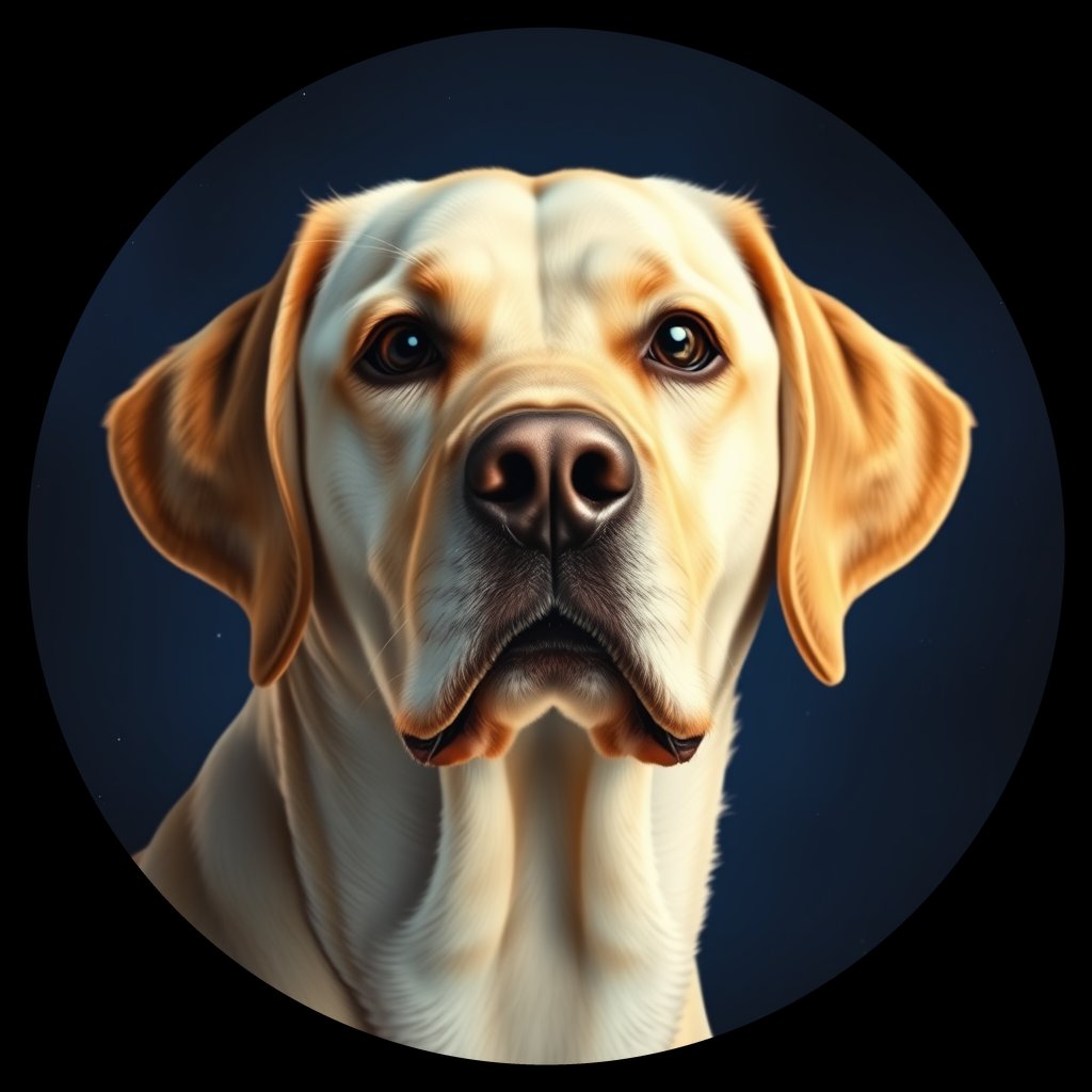 Cosmic medallion portrait of 3766_3766, a Labrador Retriever