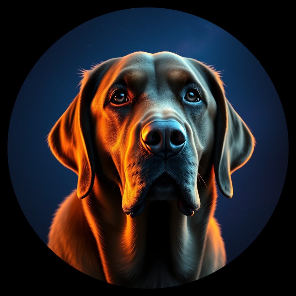 Cosmic medallion portrait of 3767_3767, a Labrador Retriever