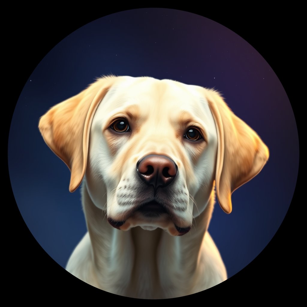 Cosmic medallion portrait of 3768_3768, a Labrador Retriever