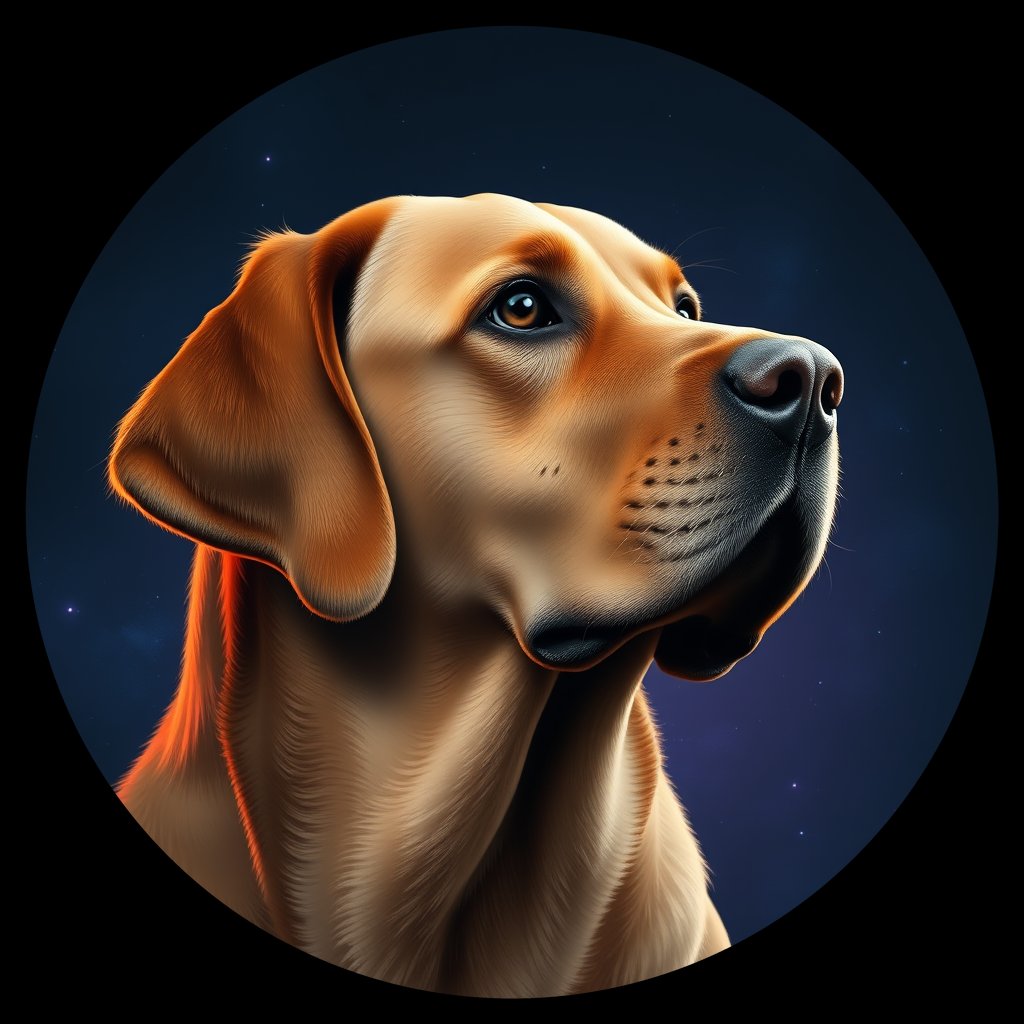 Cosmic medallion portrait of 3769_3769, a Labrador Retriever