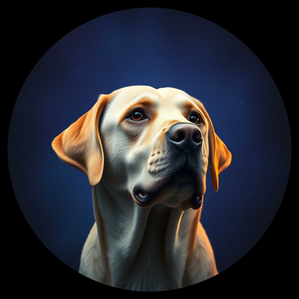 Cosmic medallion portrait of 376_G0380_0663, a Labrador Retriever