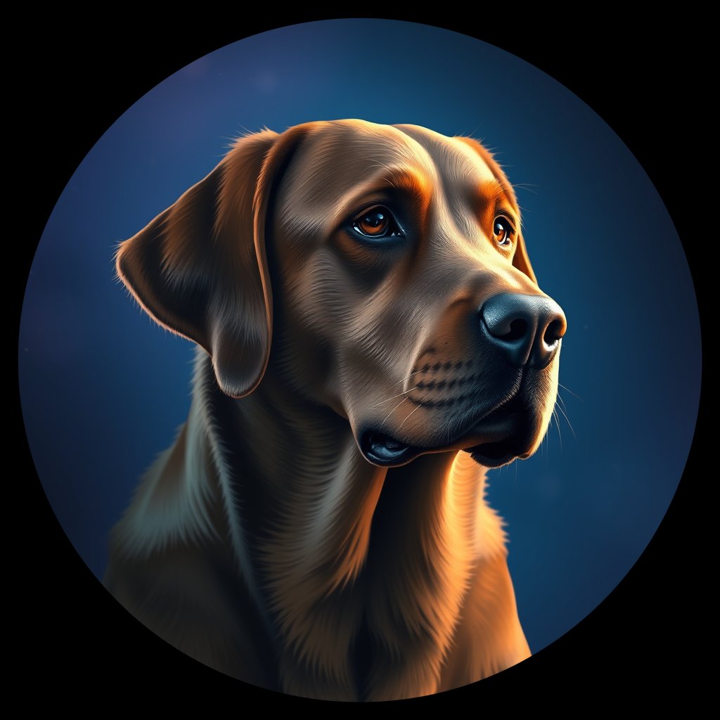 Cosmic medallion portrait of 3770_3770, a Labrador Retriever