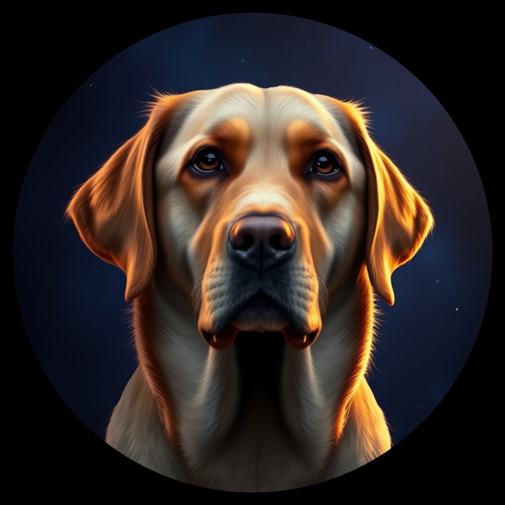 Cosmic medallion portrait of 3771_3771, a Labrador Retriever