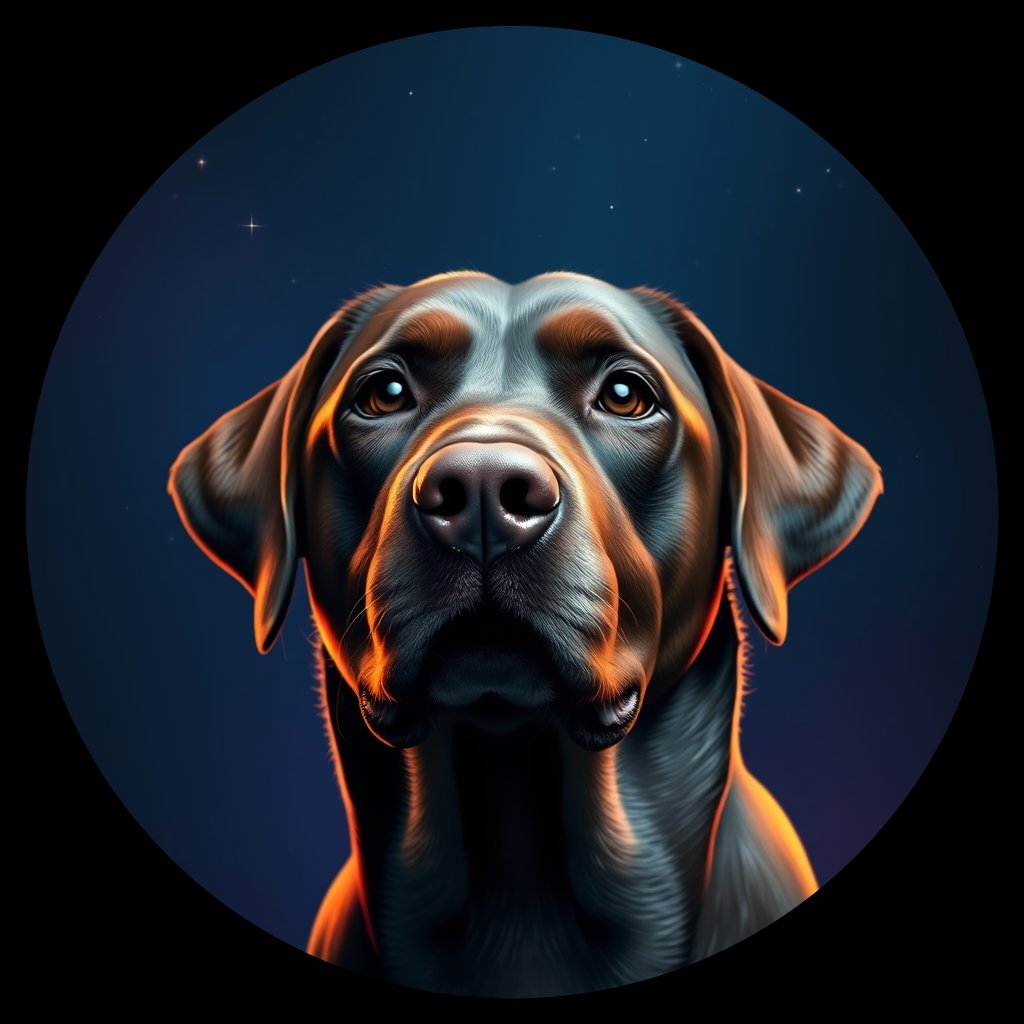 Cosmic medallion portrait of 378_G0380_0665, a Labrador Retriever
