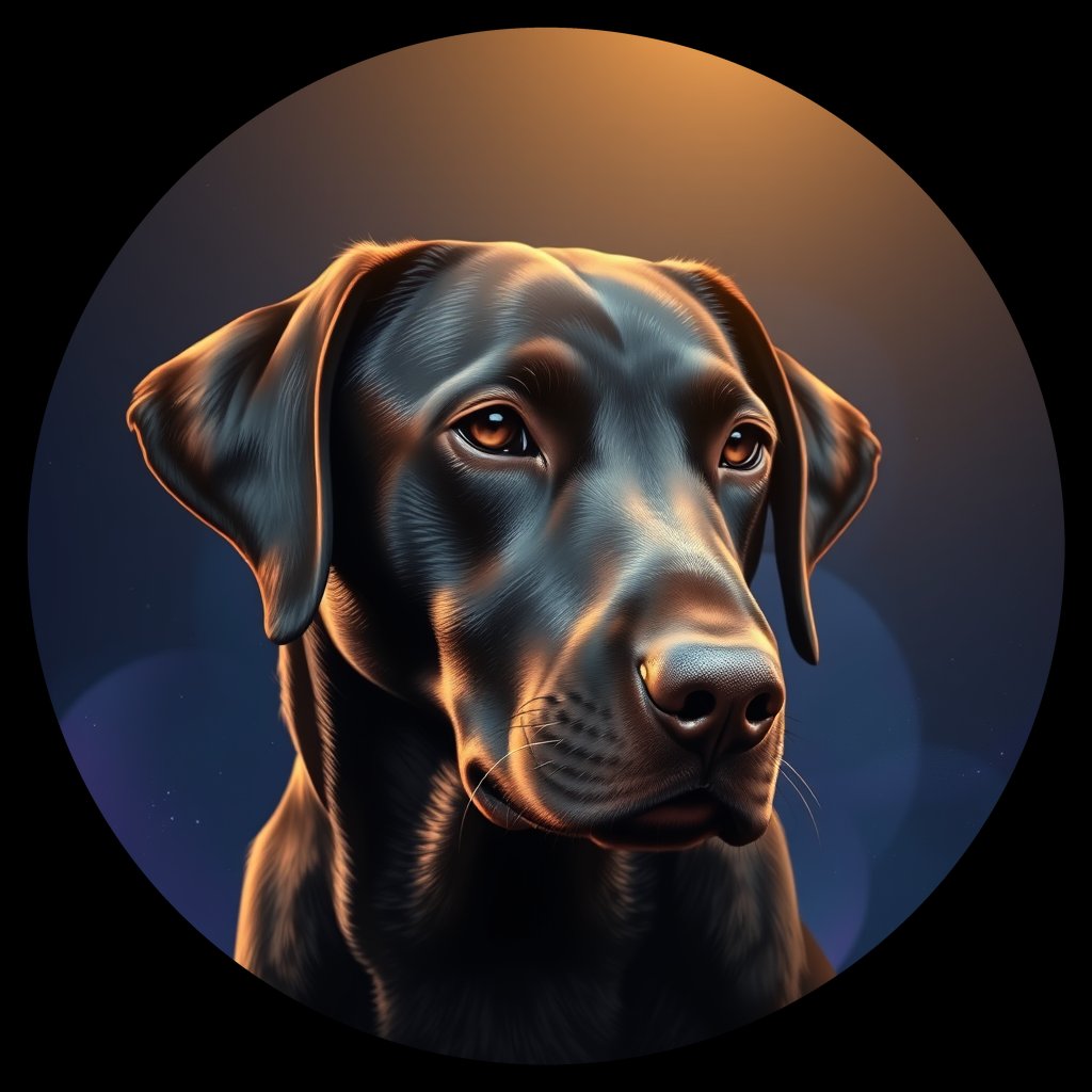 Cosmic medallion portrait of 384_G0380_0692, a Labrador Retriever