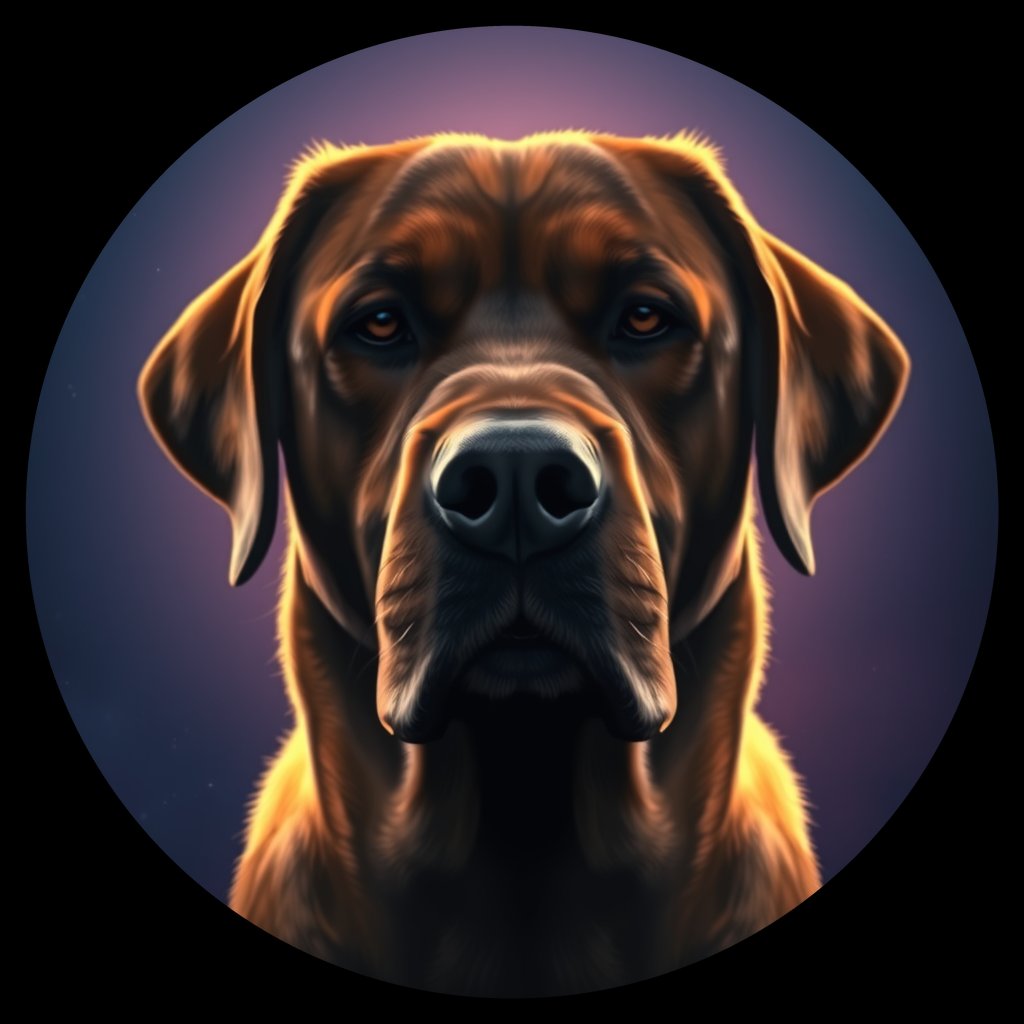 Cosmic medallion portrait of 386_G0380_0695, a Labrador Retriever