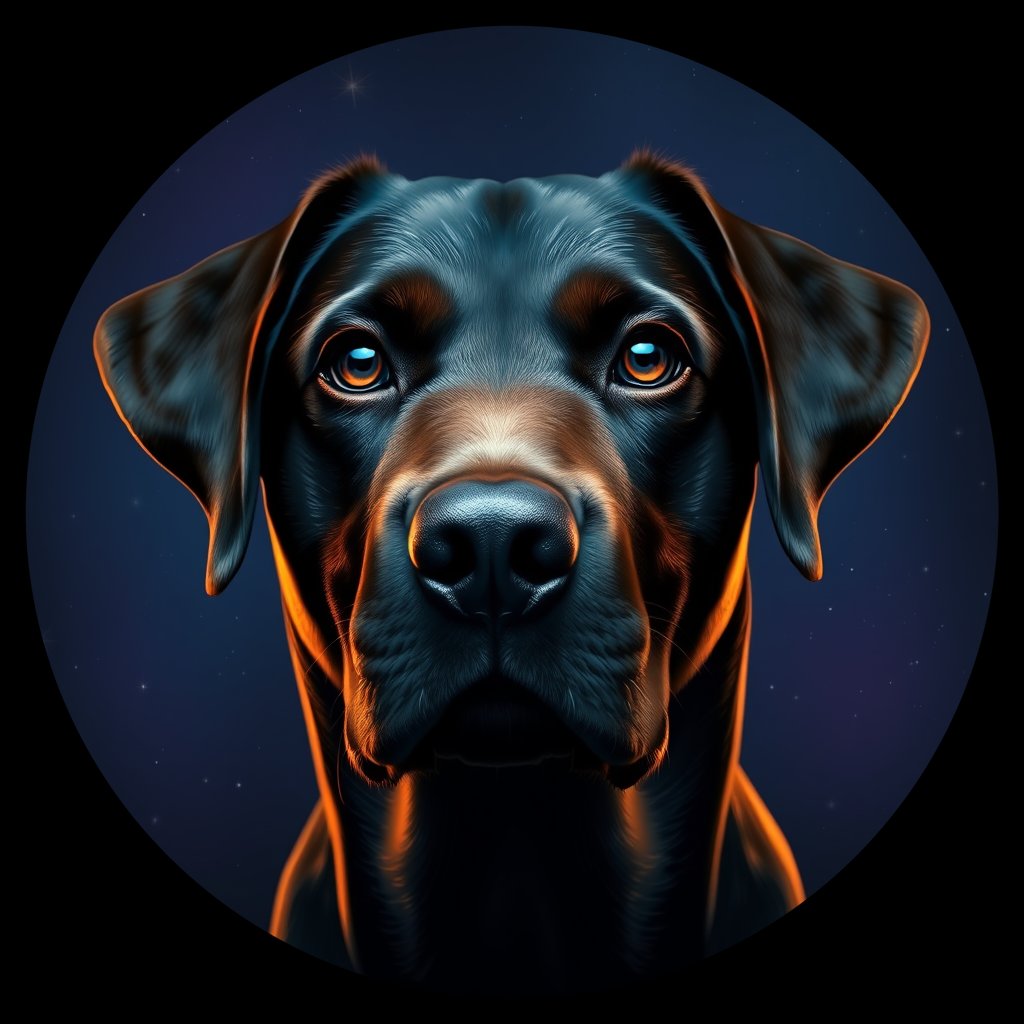 Cosmic medallion portrait of 388_G0380_0698, a Labrador Retriever