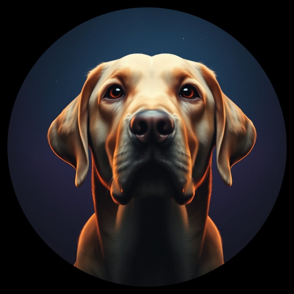 Cosmic medallion portrait of 38_38, a Labrador Retriever