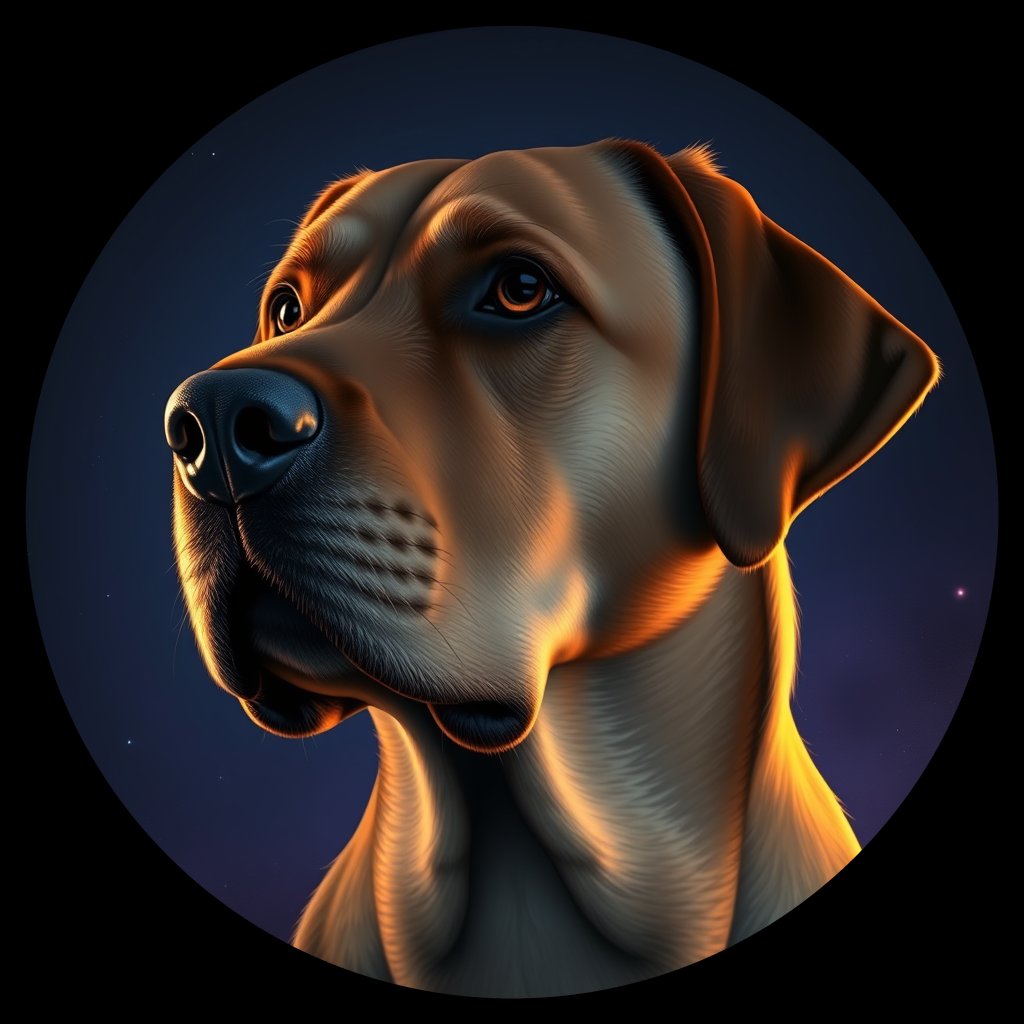 Cosmic medallion portrait of 392_G0380_0711, a Labrador Retriever