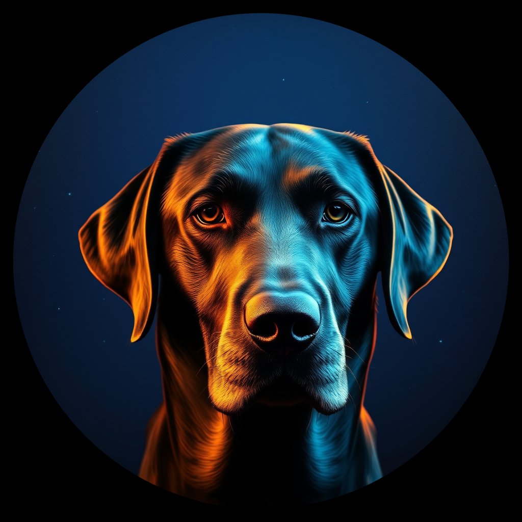Cosmic medallion portrait of 394_G0380_0713, a Labrador Retriever