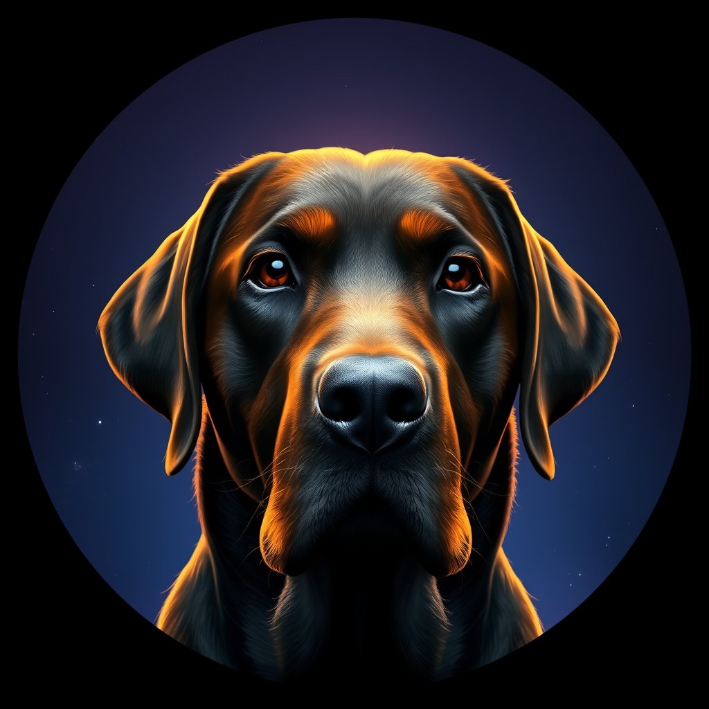 Cosmic medallion portrait of 395_G0380_0730, a Labrador Retriever