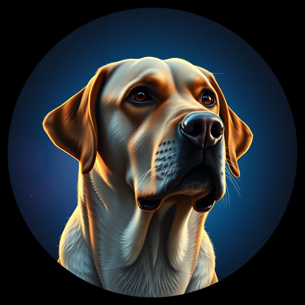 Cosmic medallion portrait of 400_G0380_0744, a Labrador Retriever