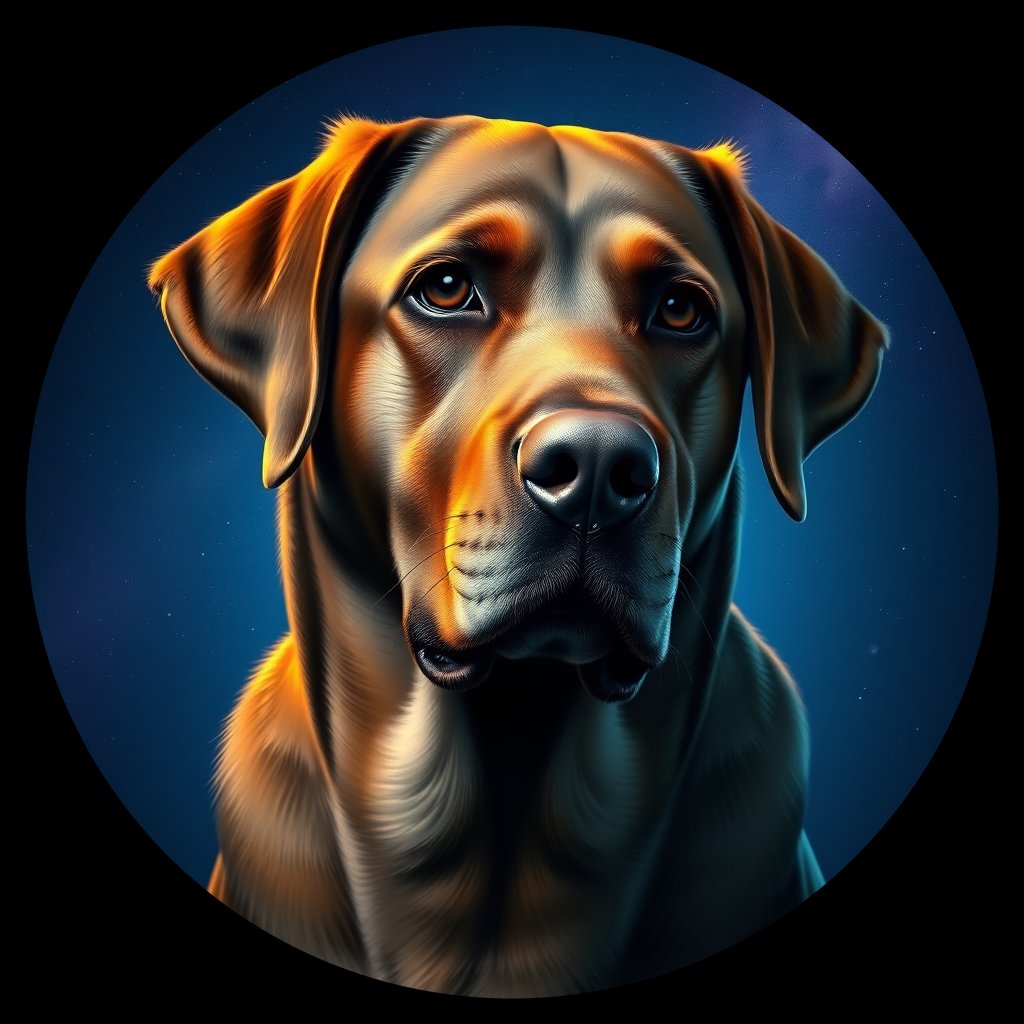 Cosmic medallion portrait of 4024_4024, a Labrador Retriever