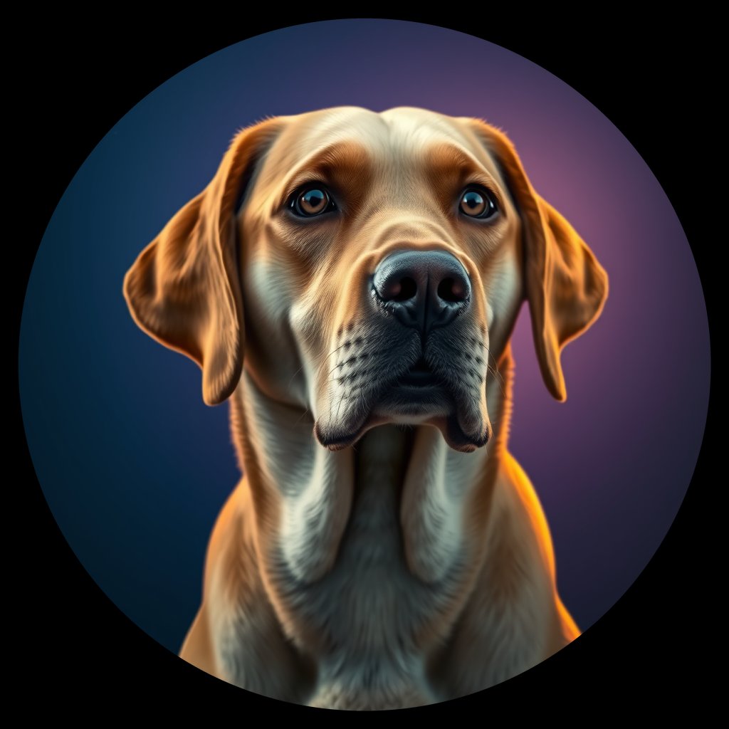 Cosmic medallion portrait of 4028_4028, a Labrador Retriever