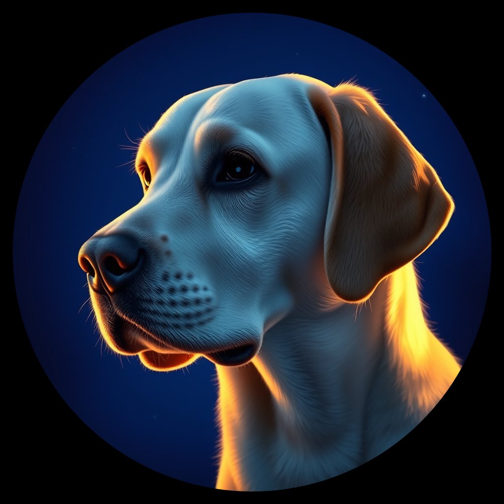 Cosmic medallion portrait of 4030_4030, a Labrador Retriever