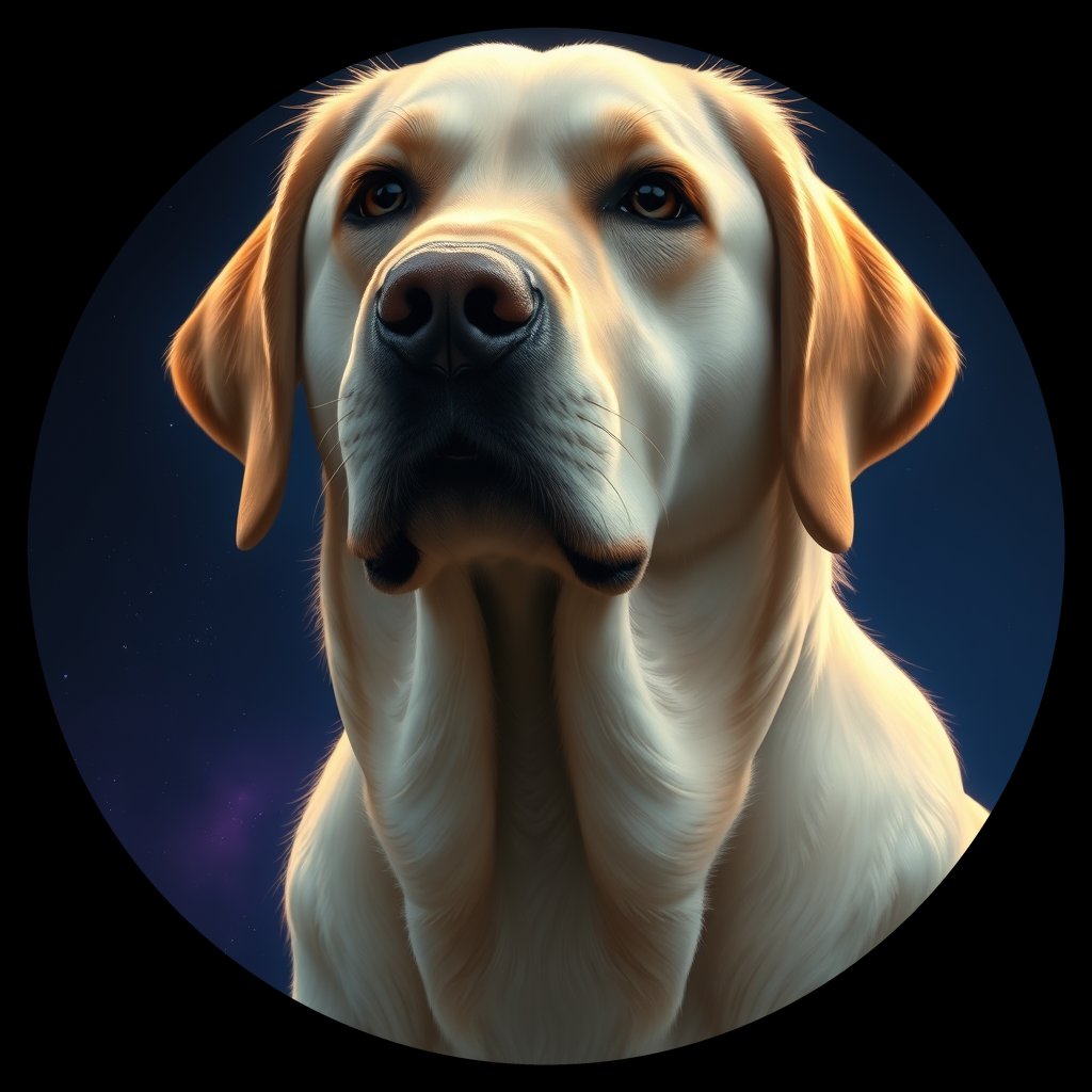 Cosmic medallion portrait of 4031_4031, a Labrador Retriever