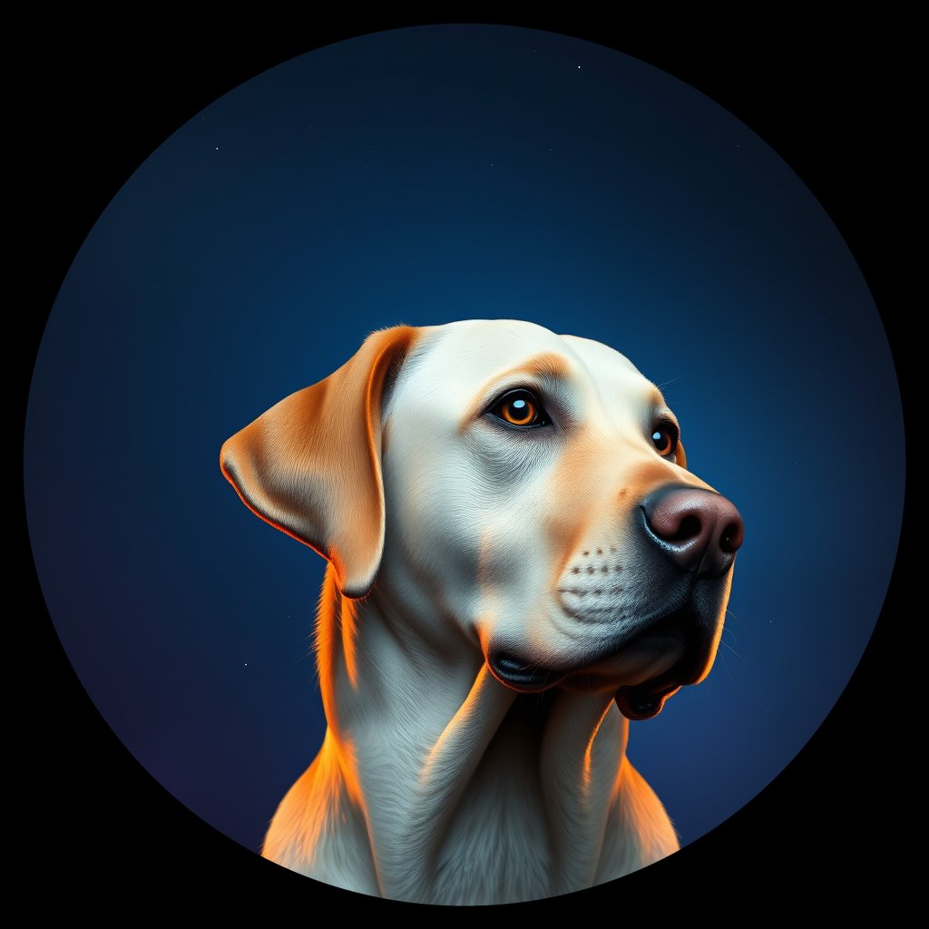 Cosmic medallion portrait of 4032_4032, a Labrador Retriever