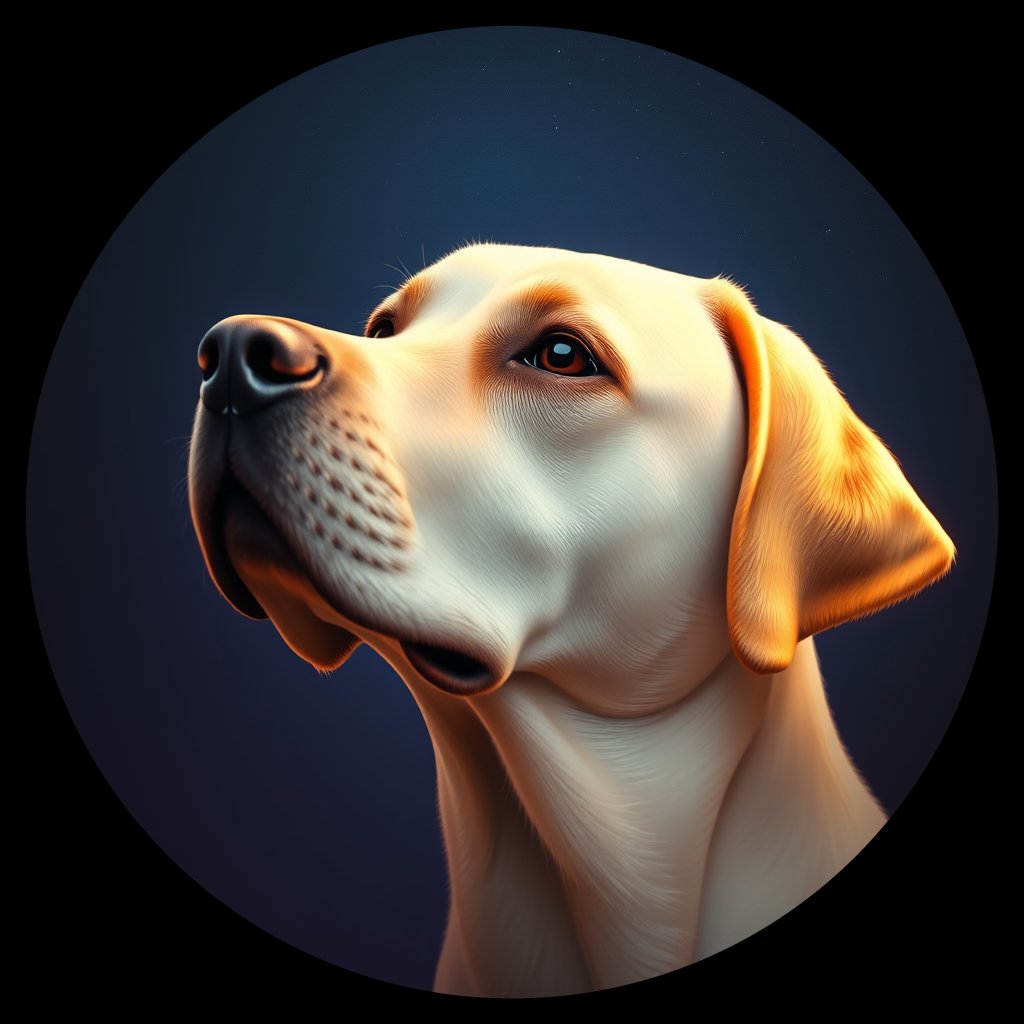 Cosmic medallion portrait of 405_G0380_0781, a Labrador Retriever