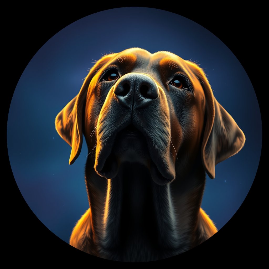 Cosmic medallion portrait of 407_G0380_0787, a Labrador Retriever