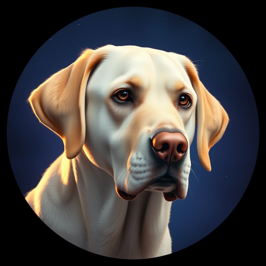 Cosmic medallion portrait of 4083_4083, a Labrador Retriever