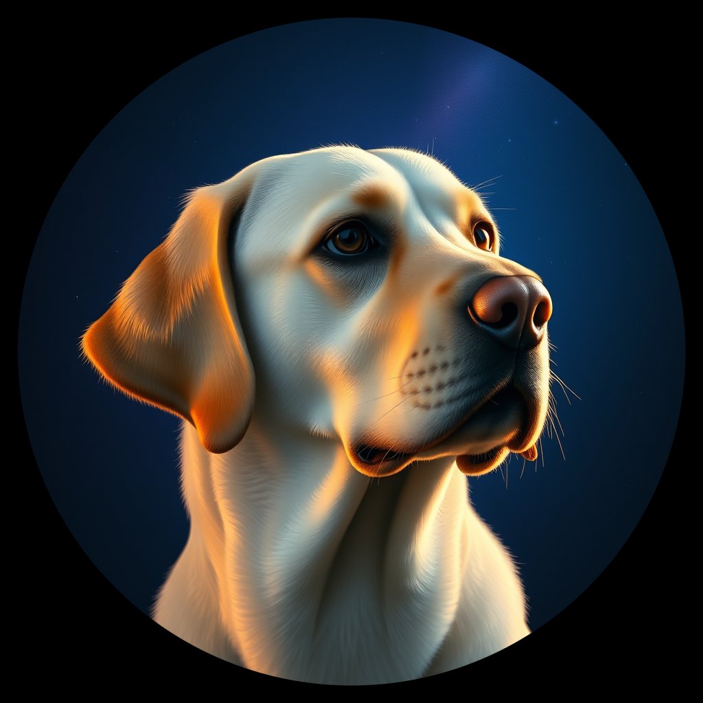 Cosmic medallion portrait of 4099_4099, a Labrador Retriever