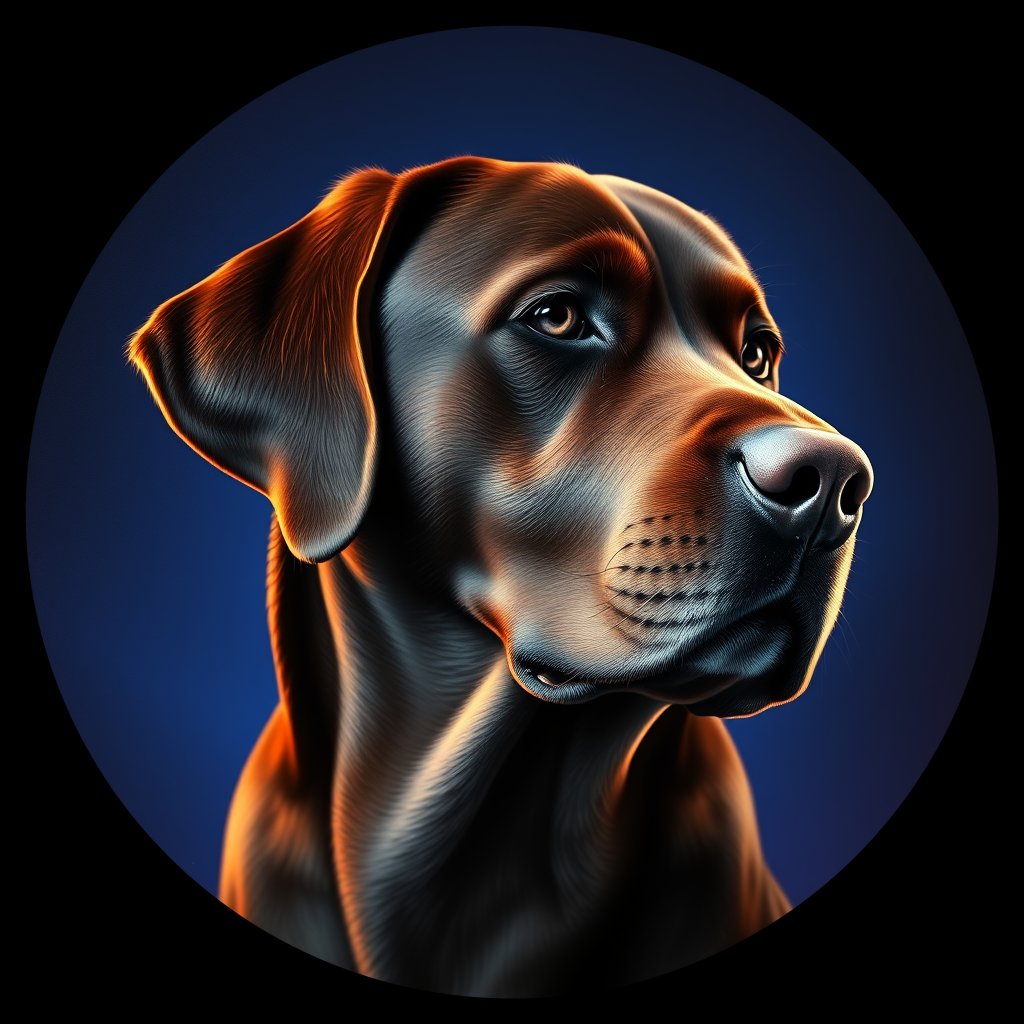 Cosmic medallion portrait of 4105_4105, a Labrador Retriever