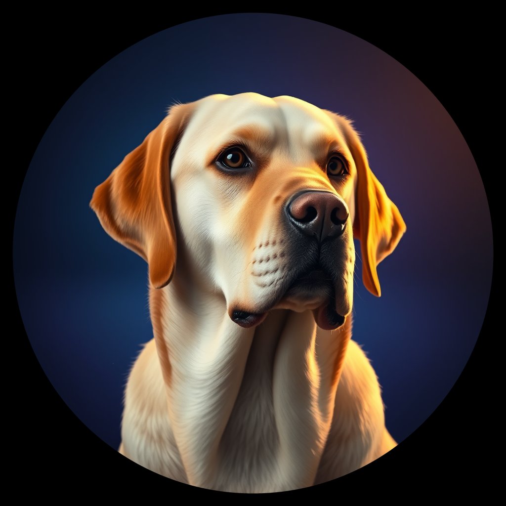 Cosmic medallion portrait of 4140_4140, a Labrador Retriever