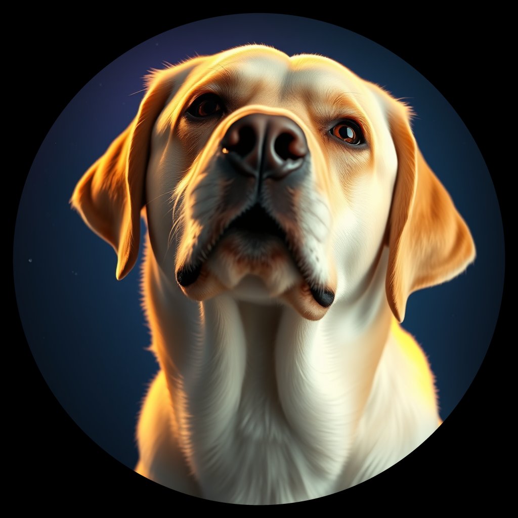 Cosmic medallion portrait of 415_G0380_0819, a Labrador Retriever