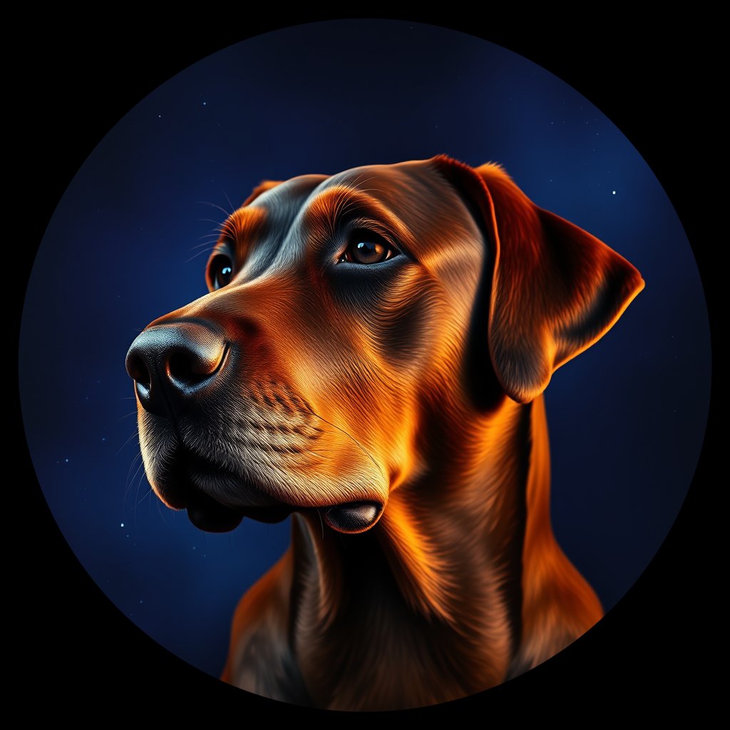 Cosmic medallion portrait of 416_G0380_0820, a Labrador Retriever