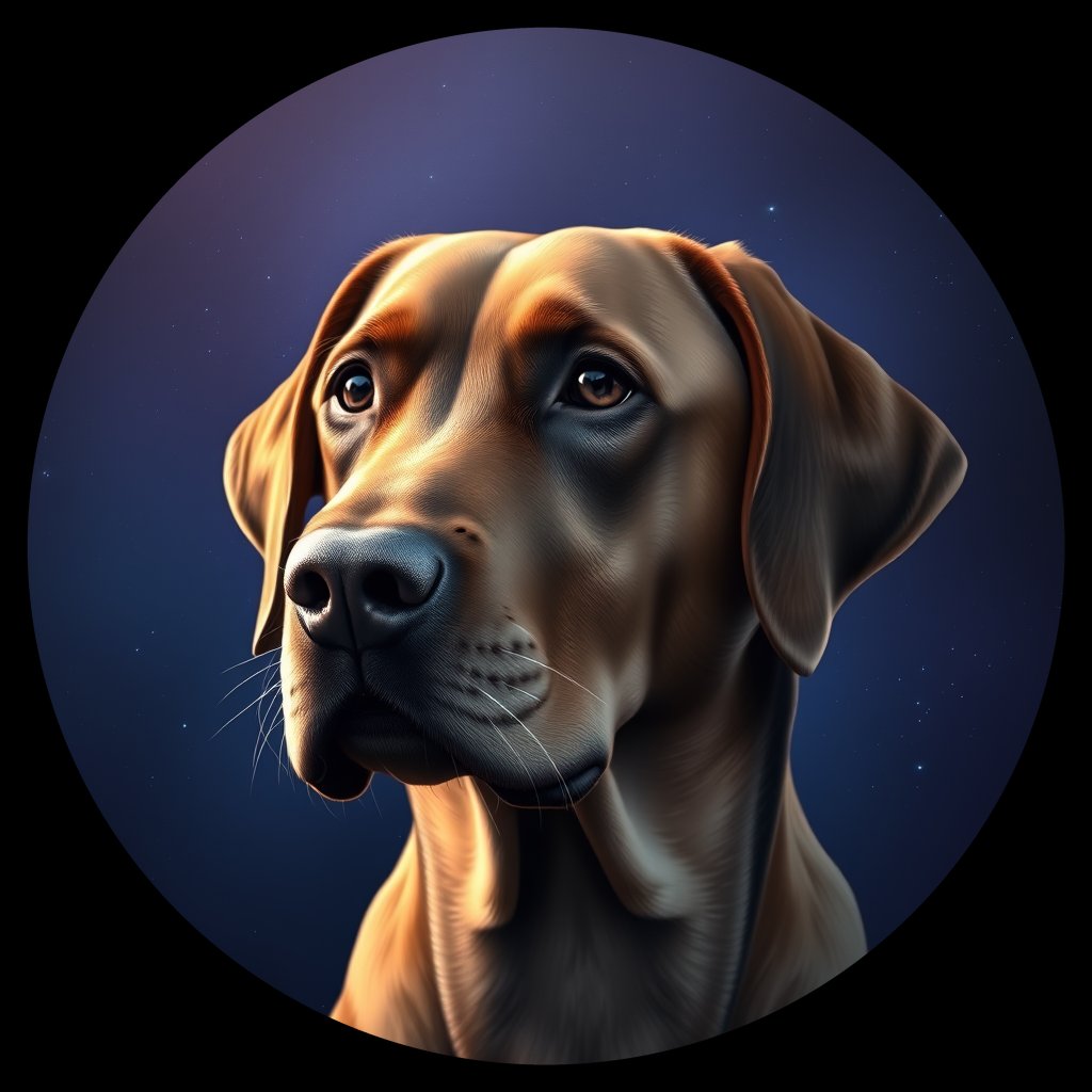 Cosmic medallion portrait of 418_G0380_0823, a Labrador Retriever