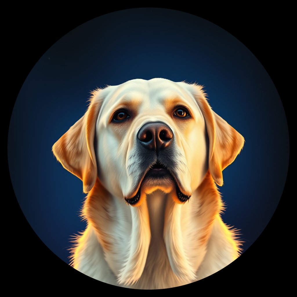 Cosmic medallion portrait of 41_G0380_0064, a Labrador Retriever