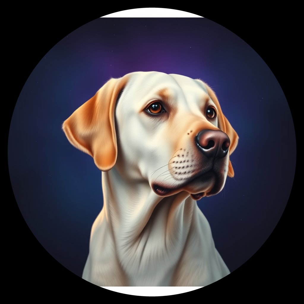 Cosmic medallion portrait of 4227_4227, a Labrador Retriever