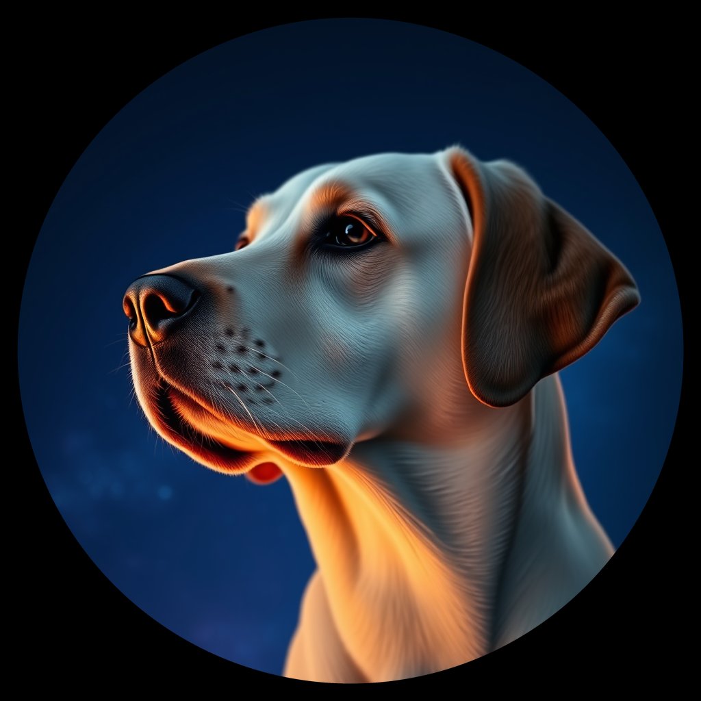 Cosmic medallion portrait of 4244_4244, a Labrador Retriever