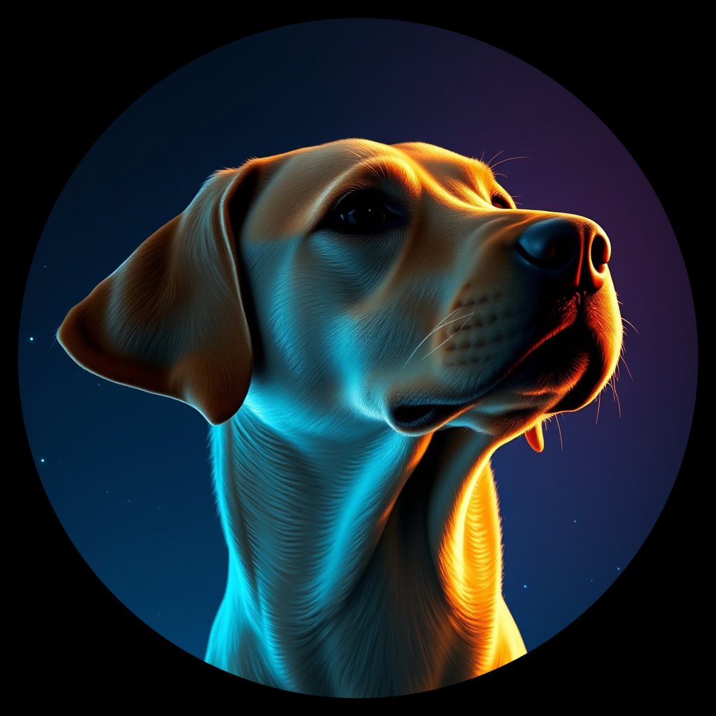 Cosmic medallion portrait of 424_G0380_0838, a Labrador Retriever