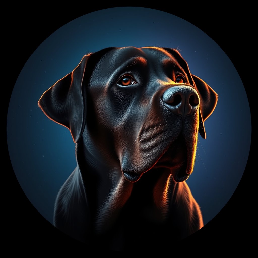 Cosmic medallion portrait of 425_G0380_0839, a Labrador Retriever