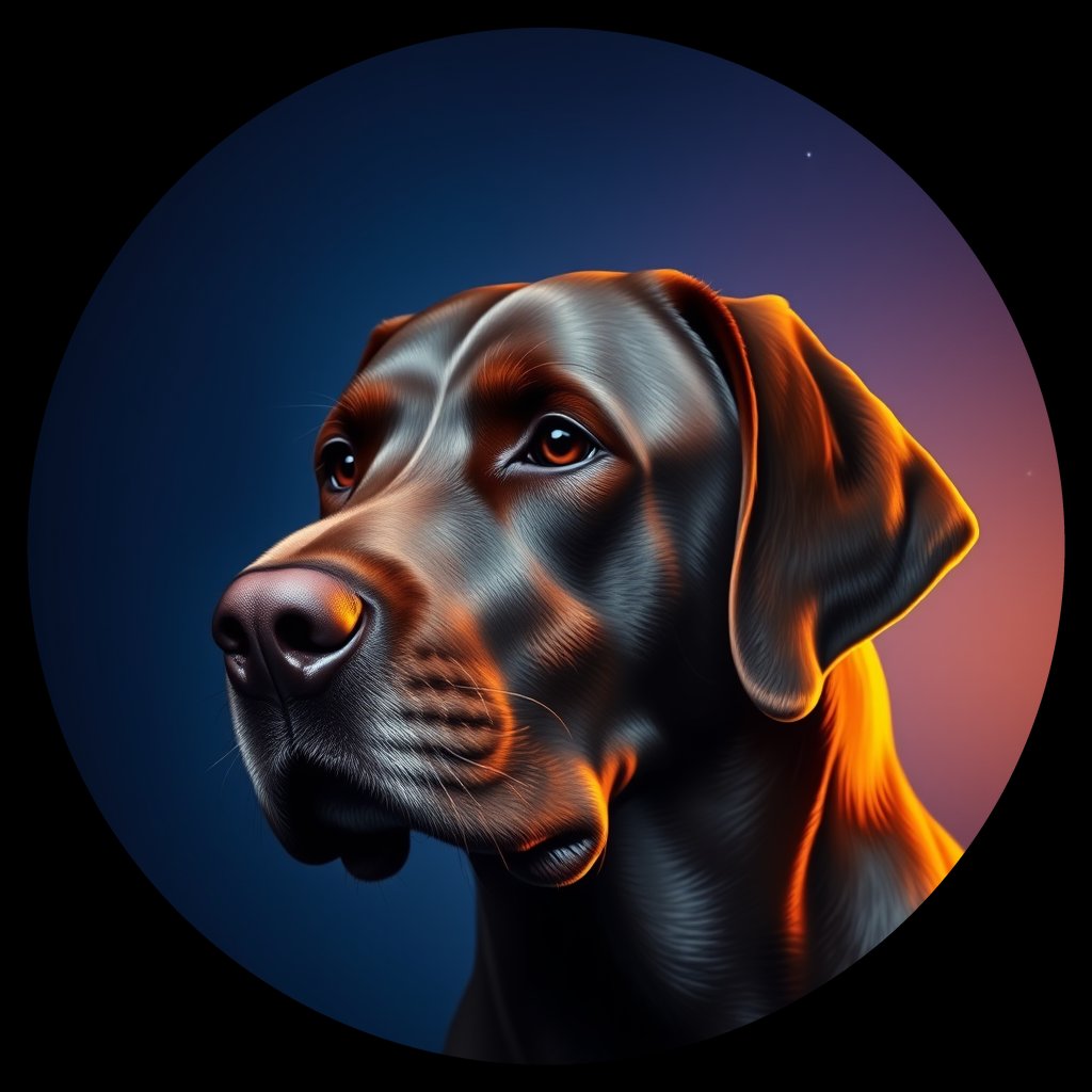Cosmic medallion portrait of 4266_4266, a Labrador Retriever