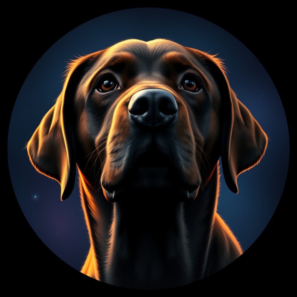 Cosmic medallion portrait of 4279_4279, a Labrador Retriever