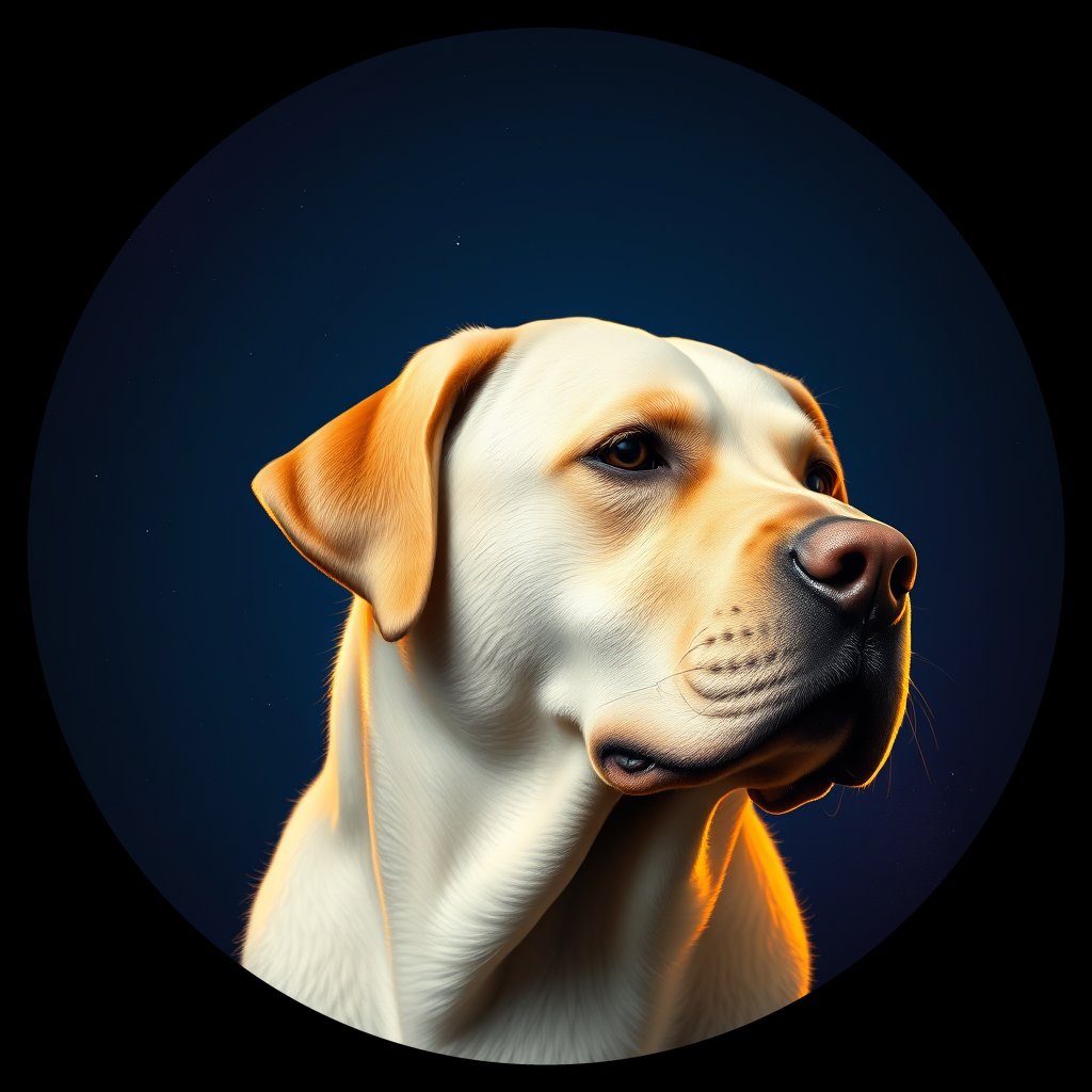 Cosmic medallion portrait of 427_G0380_0844, a Labrador Retriever
