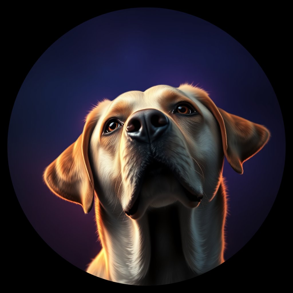 Cosmic medallion portrait of 428_G0380_0845, a Labrador Retriever