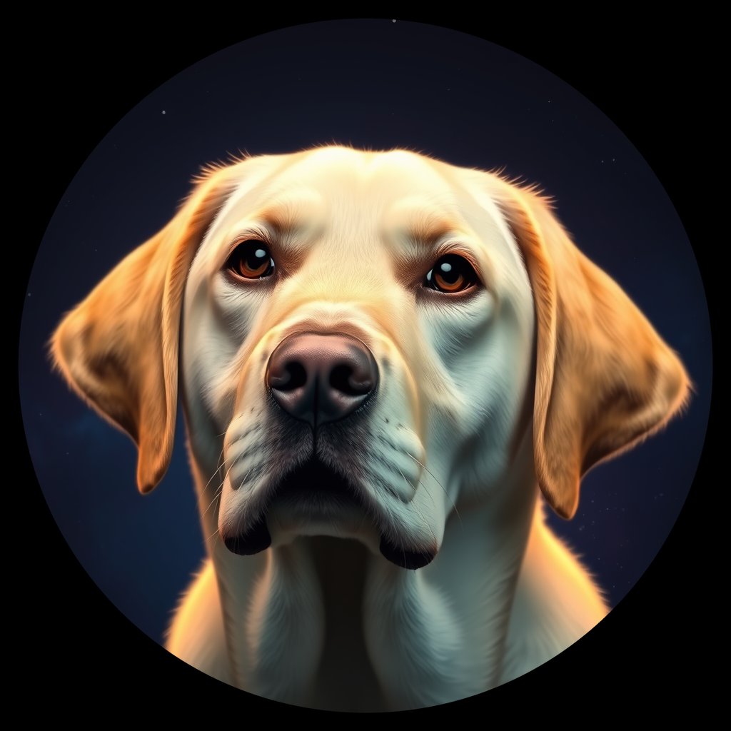 Cosmic medallion portrait of 4296_4296, a Labrador Retriever