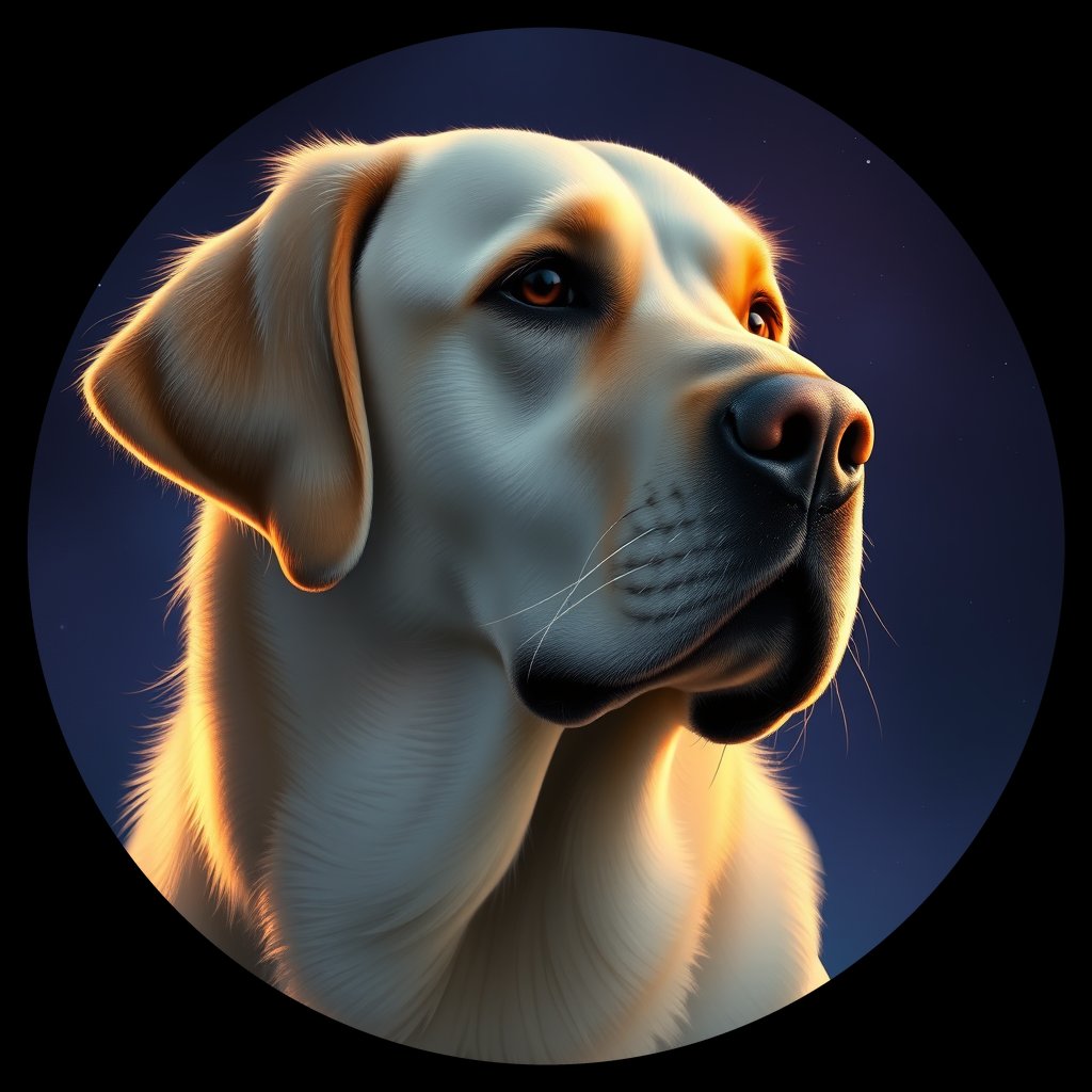 Cosmic medallion portrait of 4297_4297, a Labrador Retriever