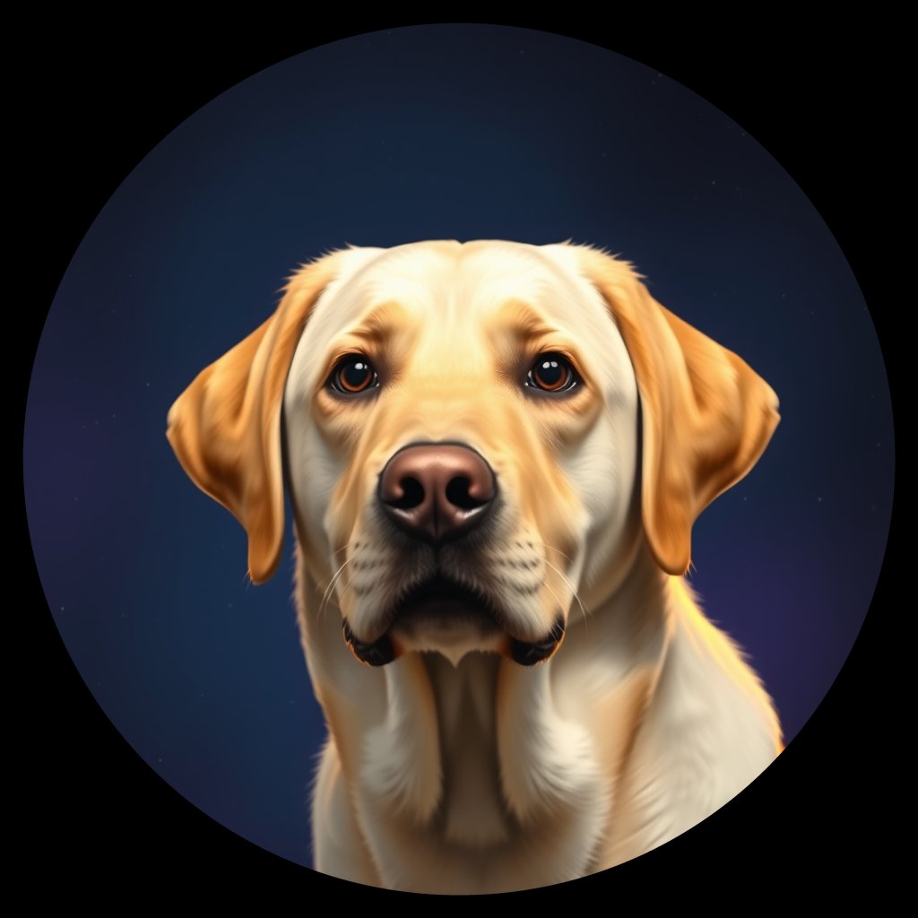 Cosmic medallion portrait of 429_G0380_0847, a Labrador Retriever