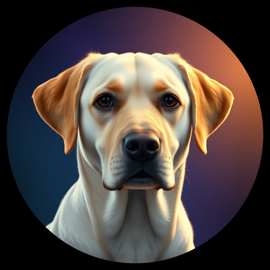 Cosmic medallion portrait of 430_G0380_0850, a Labrador Retriever