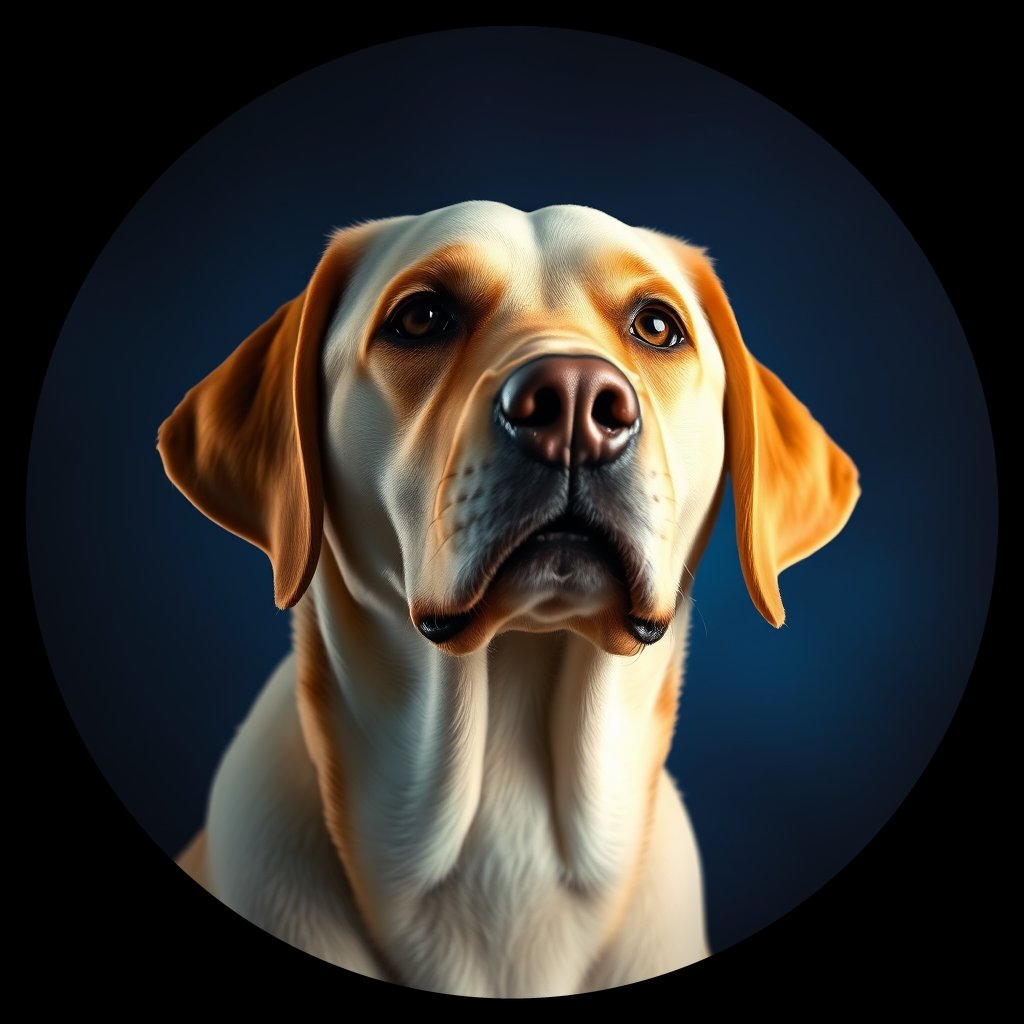 Cosmic medallion portrait of 4310_4310, a Labrador Retriever
