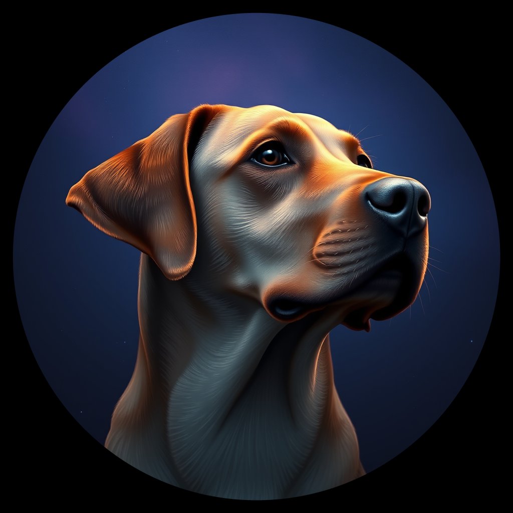 Cosmic medallion portrait of 432_G0380_0852, a Labrador Retriever