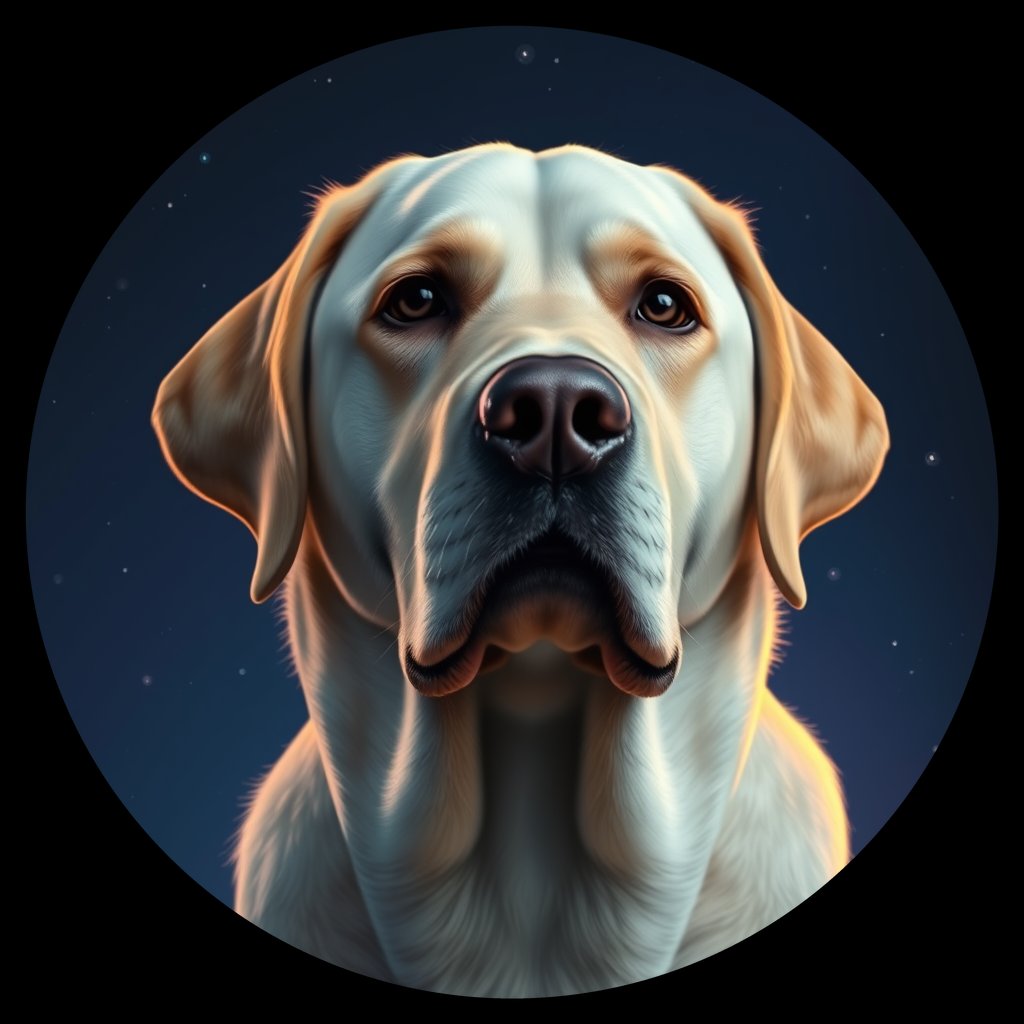 Cosmic medallion portrait of 435_435, a Labrador Retriever
